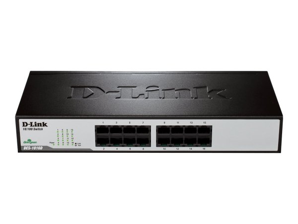 D-LINK DES-1016D 16-Port Fast Ethernet Switch 16x RJ45 10/100 Full-Duplex bis zu 200Mbit/s