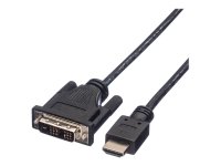 ROLINE Kabel DVI 18+1 ST - HDMI ST schwarz 2m