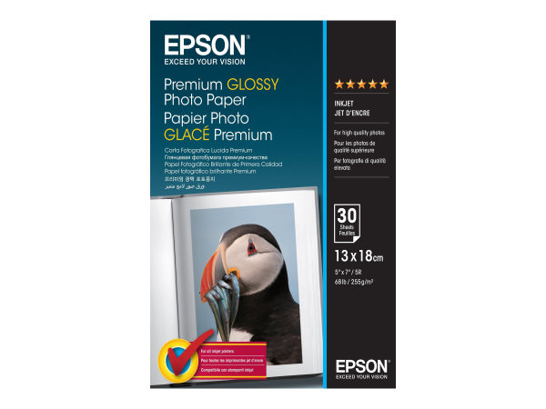 EPSON S042154 Premium  glänzend  Foto Papier inkjet 255g/m2 130x180mm 30 Blatt 1er-Pack