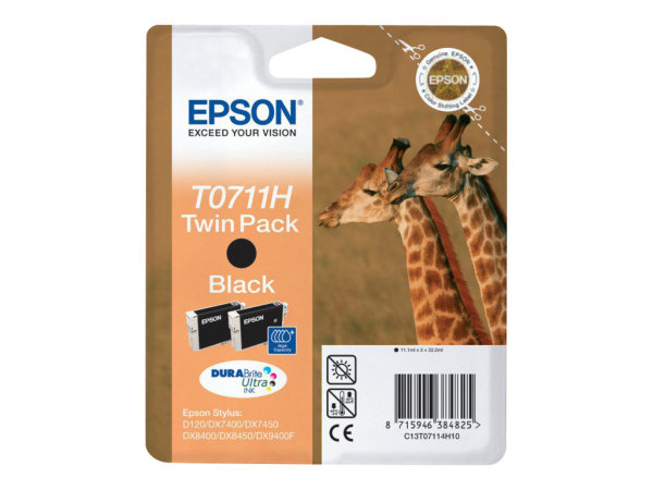 EPSON 6LB T0711 ink cartridge black high capacity 2 x 11.1ml 2-pack blister without alarm