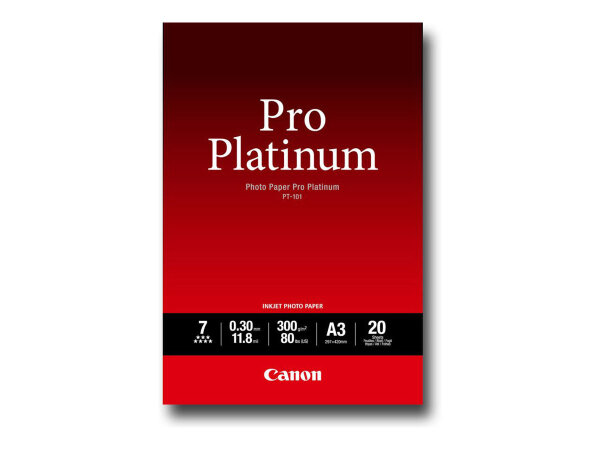 CANON PT-101 pro platinum Foto Papier 300g/m2 A3 20 Blatt 1er-Pack