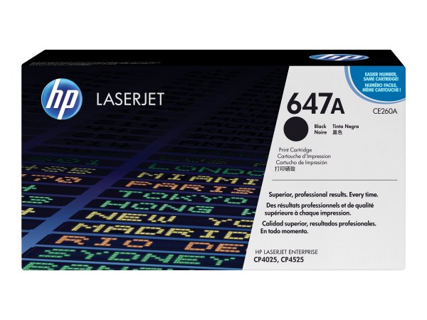 HP 647A original Color LaserJet Toner cartridge CE260A black standard capacity 8.500 pages 1-pack