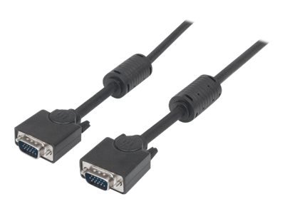 MANHATTAN SVGA Monitorkabel HD15 Stecker auf HD15 Stecker mit Ferritkernen schwarz 3 m im Polybag