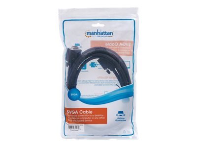 MANHATTAN SVGA Monitorkabel HD15 Stecker auf HD15 Stecker 3 m schwarz im Polybag