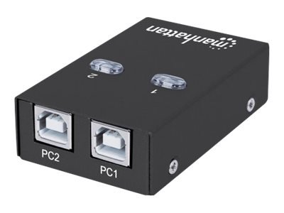 MANHATTAN 2-Port USB 2.0-Umschalter Zum Teilen eines USB-Geraetes Umschalten per Tastaturkuerzel oder per Tastendruck am Geraet