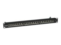 INTELLINET Cat6 Patchpanel geschirmt 24 Ports FTP 1 HE Klemmleisten mit 90 Grad abgewinkelten Kabeleinfuehrungen