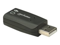 MANHATTAN Hi-Speed USB 3D Sound Adapter stellt Mikrofoneingang und Audioausgang an einem USB-Port zur Verfuegung 3D und Virtual 5.1