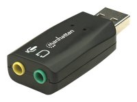 MANHATTAN Hi-Speed USB 3D Sound Adapter stellt Mikrofoneingang und Audioausgang an einem USB-Port zur Verfuegung 3D und Virtual 5.1