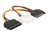 DELOCK Adapter Power SATA 15pin>4pin+SATA 15pin