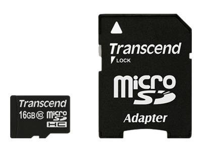 TRANSCEND Premium 16GB microSDHC UHS-I Class10 30MB/s MLC inkl. Adapter