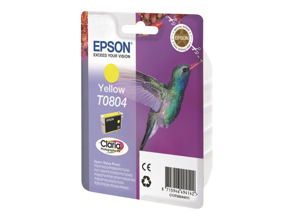 EPSON 3LB T0804 ink cartridge yellow standard capacity 7.4ml 520 pages 1-pack blister without alarm