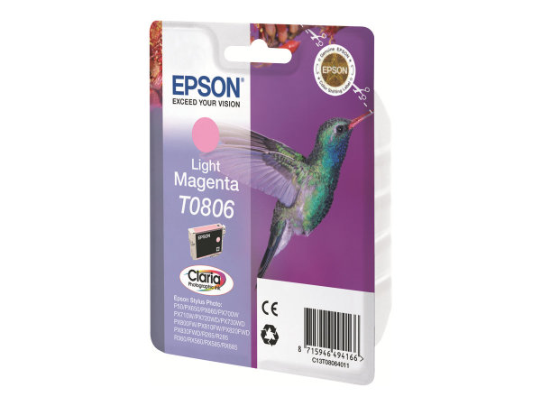 EPSON 1LB T0806 ink cartridge light magenta standard capacity 7.4ml 685 pages 1-pack blister without alarm