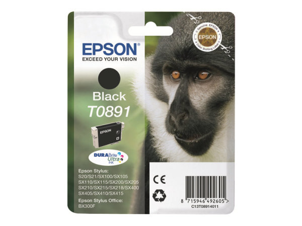 EPSON 6LB T0891 ink cartridge black standard capacity 5.8ml 1-pack blister without alarm