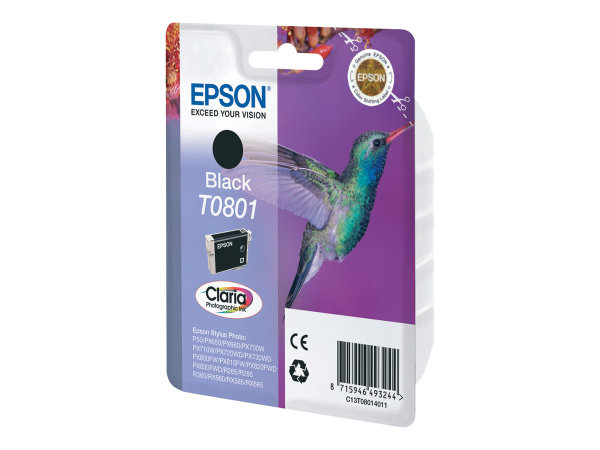 EPSON 5LB T0801 ink cartridge black standard capacity 7.4ml 330 pages 1-pack blister without alarm