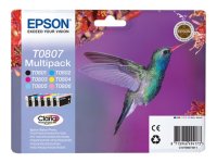 EPSON 3LB T0807 ink cartridge black and five colour standard capacity black and colour: 7.4ml 6-pack blister without alarm