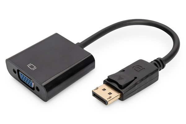 ASSMANN Adapterkabel DisplayPort Stecker auf VGA HD15 Buchse 0,15m AWG28 doppelte Schirmung