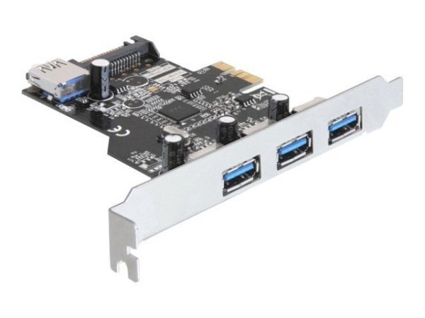 DELOCK PCIe USB 3.0 3x extern 1x intern LP SATA Power VIA