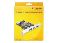 DELOCK PCIe USB 3.0 3x extern 1x intern LP SATA Power VIA