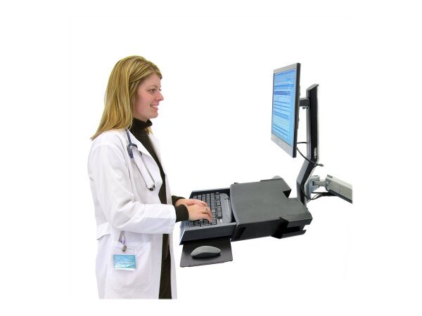 ERGOTRON StyleView Sit-Stand Combo mit Ablageflaeche Wandmontage LCD bis 61cm 24Zoll bis 14,5kg. Anhebung bis 64cm