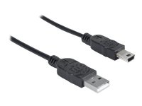 MANHATTAN Hi-Speed USB Mini-B Anschlusskabel USB 2.0 Typ A Stecker - Mini-B Stecker 480 Mbps 1,8m Schwarz