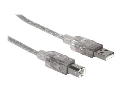 MANHATTAN USB 2.0 Anschlusskabel 1,8m silber USB Typ A Stecker - USB Typ B Stecker  Bis zu 480 Mbps