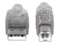 MANHATTAN USB 2.0 Anschlusskabel 1,8m silber USB Typ A Stecker - USB Typ B Stecker  Bis zu 480 Mbps