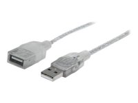 MANHATTAN Hi-Speed USB 2.0 Verlängerungskabel USB 2.0 Typ A Stecker - Typ A Buchse 480 Mbps 1,8m Silber