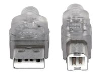 MANHATTAN Hi-Speed USB 2.0 Anschlusskabel 3m silber USB Typ A Stecker - USB Typ B Stecker Bis zu 480 Mbps