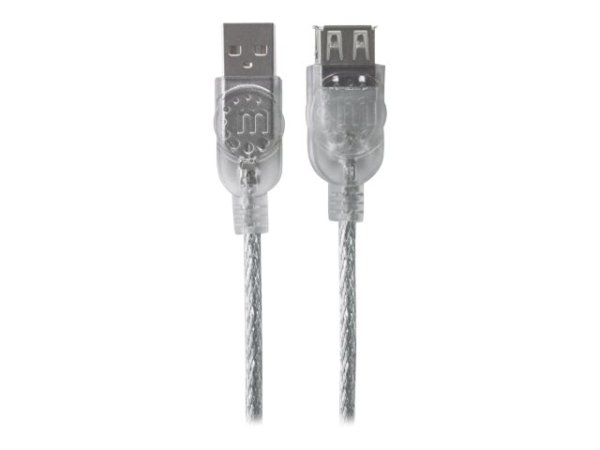 MANHATTAN Hi-Speed USB 2.0 Verlängerungskabel USB 2.0 Typ A Stecker - Typ A Buchse 480 Mbps 3m Silber