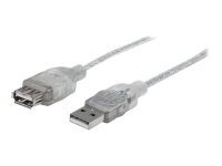 MANHATTAN Hi-Speed USB 2.0 Verlängerungskabel USB 2.0 Typ A Stecker - Typ A Buchse 480 Mbps 3m Silber