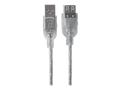 MANHATTAN Hi-Speed USB 2.0 Verlängerungskabel USB 2.0 Typ A Stecker - Typ A Buchse 480 Mbps 4,5m Silber