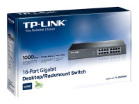 TP-LINK TL-SG1016D 16-Port Gigabit Switch 16× Gigabit RJ45 1U 33,02cm 13Zoll Rack-mountable Steel Case Plug and Play