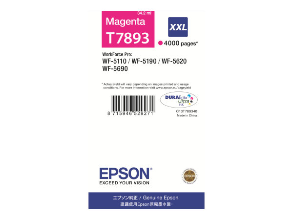 EPSON 1LB T7893 ink cartridge magenta extra high capacity 4.000 pages 1-pack