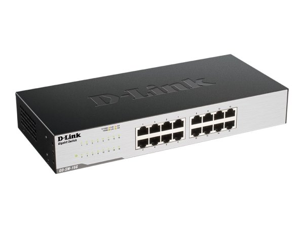 D-LINK GO-SW-16G 16-Port Gigabit Easy Desktop Switch 16x 10/100/1000 Mbps LAN Ports 32 Gbps Kapazität