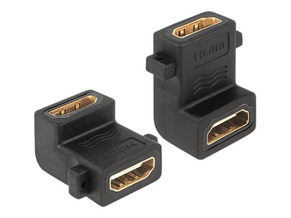 DELOCK Adapter HDMI-A Buchse > A Buchse 90G gewinkelt mit Schraubanschluss