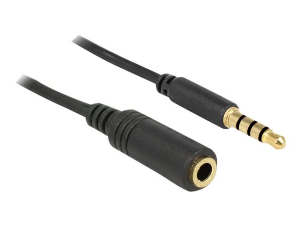 DELOCK Kabel Klinke Verlängerung 3,5 mm Stecker > Buchse 4 Pin IPhone 1,0 m schwarz