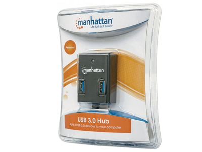 MANHATTAN USB 3.0 Hub 4 Ports Stromversorgung ueber USB Schwarz Abwaertskompatibel zu USB 2.0 und 1.1 Geraeten