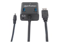 MANHATTAN USB 3.0 Hub 4 Ports Stromversorgung ueber USB oder Netzteil Schwarz Abwaertskompatibel zu USB 2.0 und 1.1 Geraeten