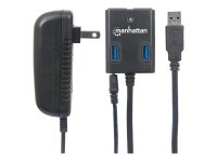 MANHATTAN USB 3.0 Hub 4 Ports Stromversorgung ueber USB oder Netzteil Schwarz Abwaertskompatibel zu USB 2.0 und 1.1 Geraeten