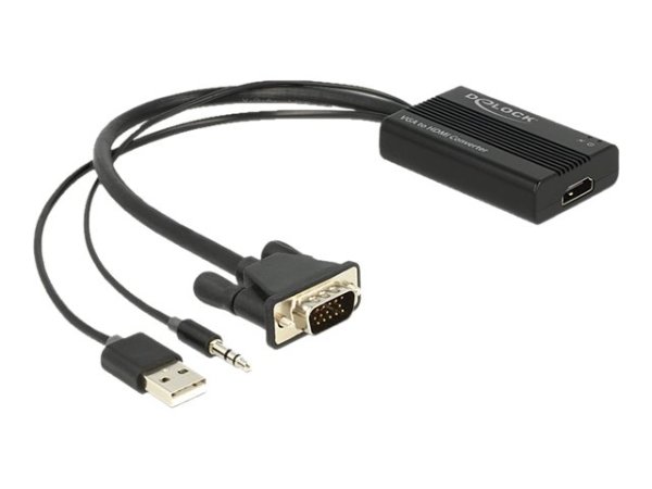 DELOCK Adapter VGA + Audio zu HDMI mit Kabel