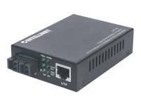 INTELLINET Gigabit Ethernet Singlemode Medienkonverter 10/100/1000Base-T auf 1000Base-LX SC Single Mode Reichweite bis 20 km