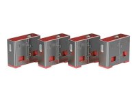 LINDY USB Portschloesser ROT+key. 4 Schloesser mit 1 Schluessel