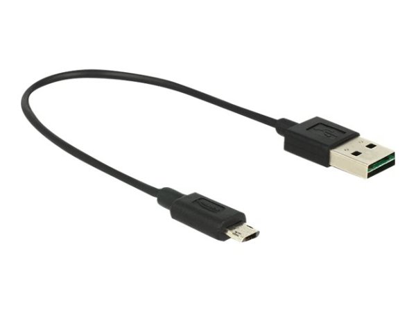 DELOCK Kabel EASY-USB 2.0 Typ-A Stecker > EASY-USB 2.0 Typ Micro-B Stecker schwarz 20 cm