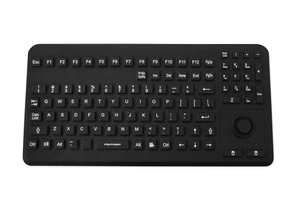 GETT InduProof Advanced Silikon Tastatur IP68 wasserdicht desinfizierbar 104 Tasten VESA USB colour: black Layout: DE