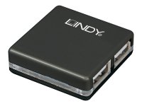 LINDY USB 2.0 Mini Hub 4 Port, 4x4cm Bus powered only