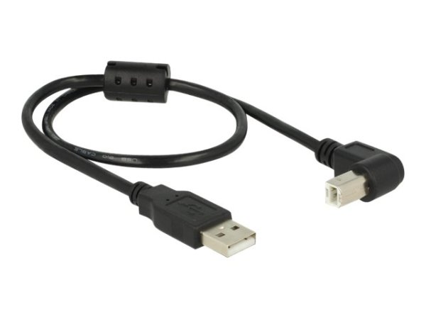 DELOCK Kabel USB 2.0 A Stecker > USB 2.0 B Stecker 90 G gewinkelt unten 0,5 m schwarz