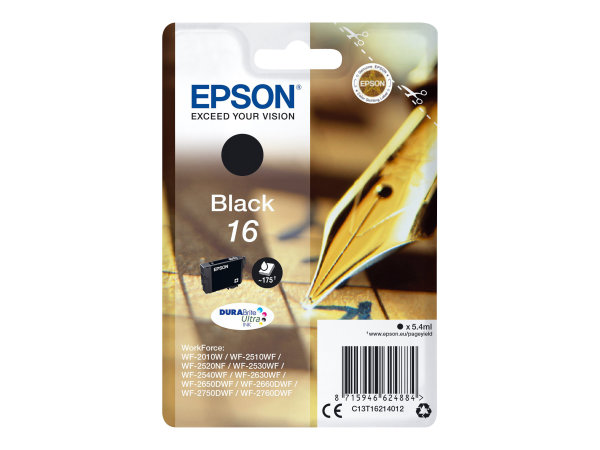 EPSON 6LB 16 ink cartridge black standard capacity 5.4ml 175 pages 1-pack blister without alarm