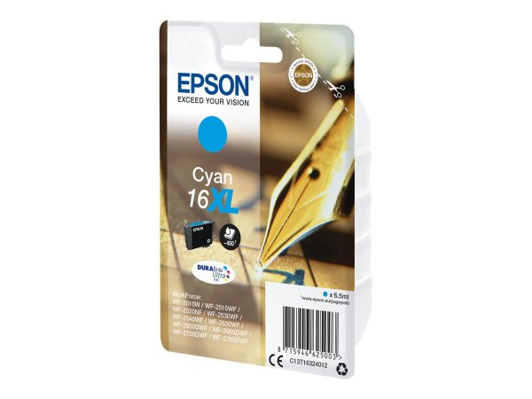 EPSON 1LB 16XL ink cartridge cyan high capacity 6.5ml 450 pages 1-pack blister without alarm