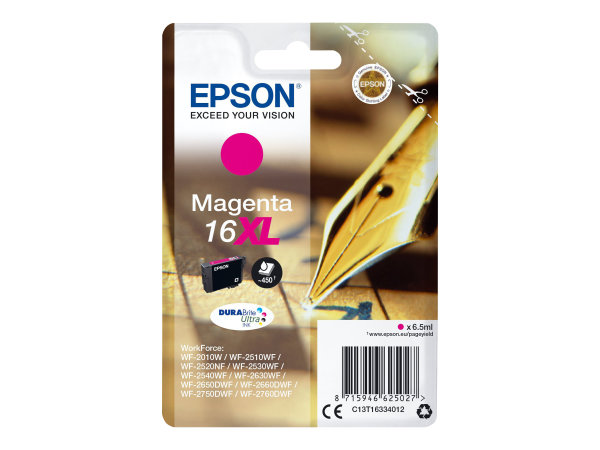 EPSON 1LB 16XL ink cartridge magenta high capacity 6.5ml 450 pages 1-pack blister without alarm