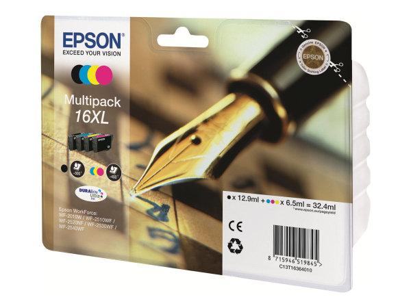 EPSON 2LB 16XL ink cartridge black and tri-colour high capacity 32.4ml 1-pack blister without alarm